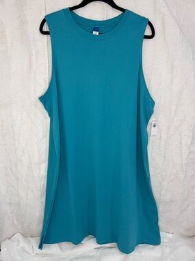 NWT Size XL Old Navy Teal Sleeveless T-Shirt Dress 100% cotton